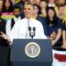 President Obama greets an audience of 3,000 at the Al Glick Fieldhouse on Friday morning.  Melanie Maxwell I AnnArbor.com